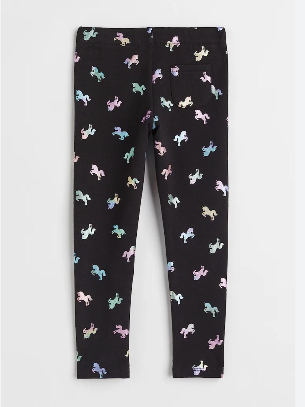 H&M Girl’s Black Leggings With Iridescent Unicorn Pattern Fleece-lined